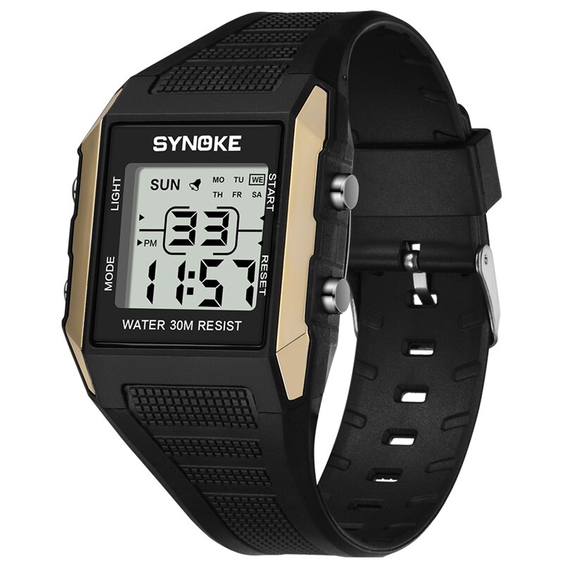 Synoke Kinderen Horloges Sport Kleine Wijzerplaat Mode Waterdichte Led Chronograaf Stop Watch Student Digitale Horloge Jongens Relgio: Gold