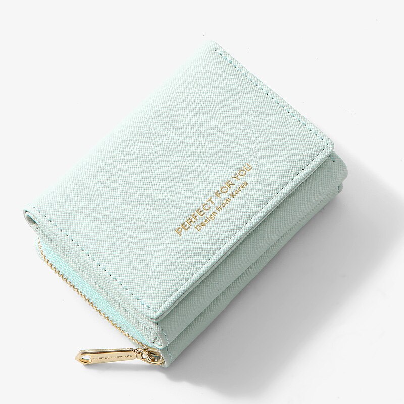 WEICHEN Trifold Small Wallet Women Soft Leather Purses Female Wallets Card Holder Zipper Coin Pocket Ladies Slim Purse Carteras: Green