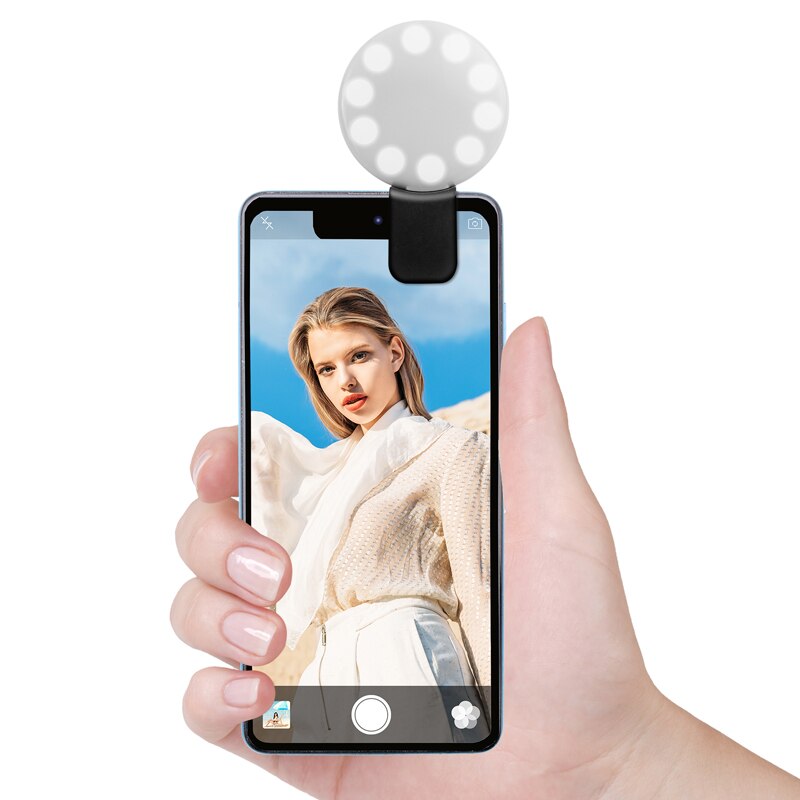 Universal- Selfie Lampe praktisch Objektiv Tragbare Blitz-Ring 10 LED Leucht Ring Clip Licht Für iPhone 8 7 6 Plus Samsung