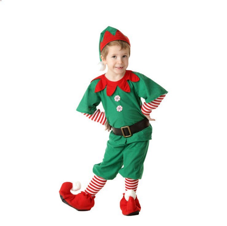 Kerstman Kostuum Mannen Vrouwen Meisjes Jongens Kerst Kleding Groene Elf Cosplay Familie Kerstmis Nieuwjaar Fancy Dress Kleding Set