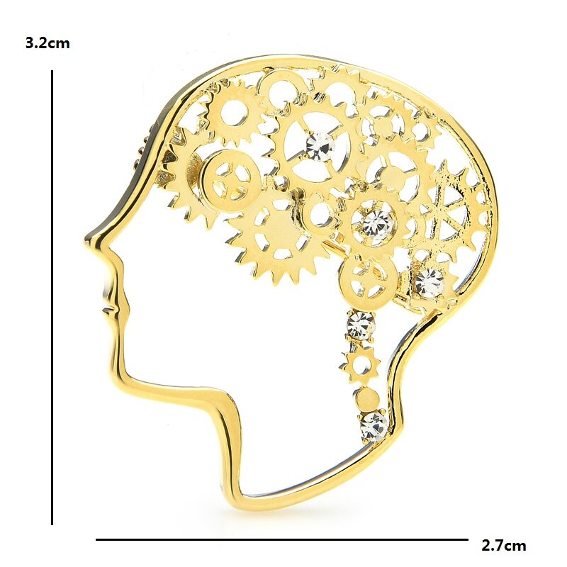 Wuli&baby Alloy Machine Brain Head Brooches For Women 2-color Figure Party Office Brooch Pins