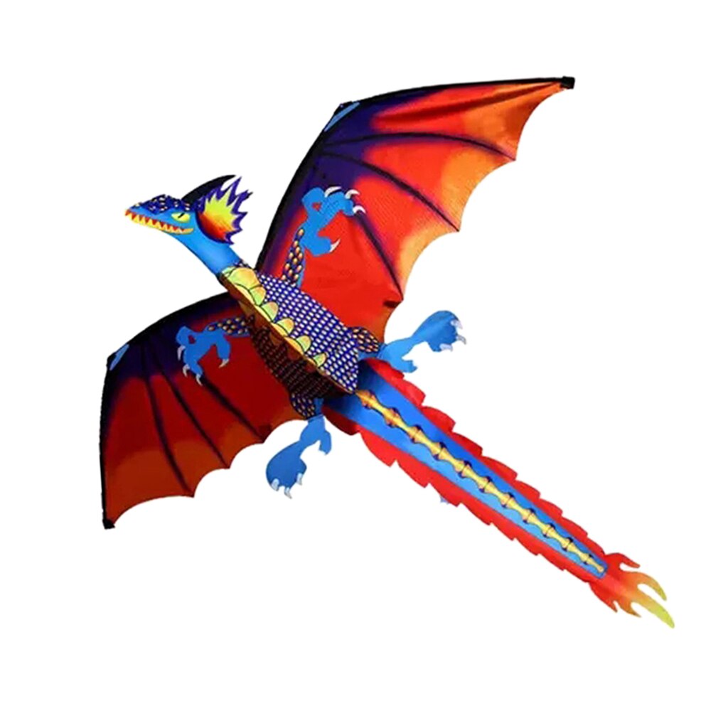 Grande gioco di attività di volo colorato drago aquilone 3D con coda 140x120cm