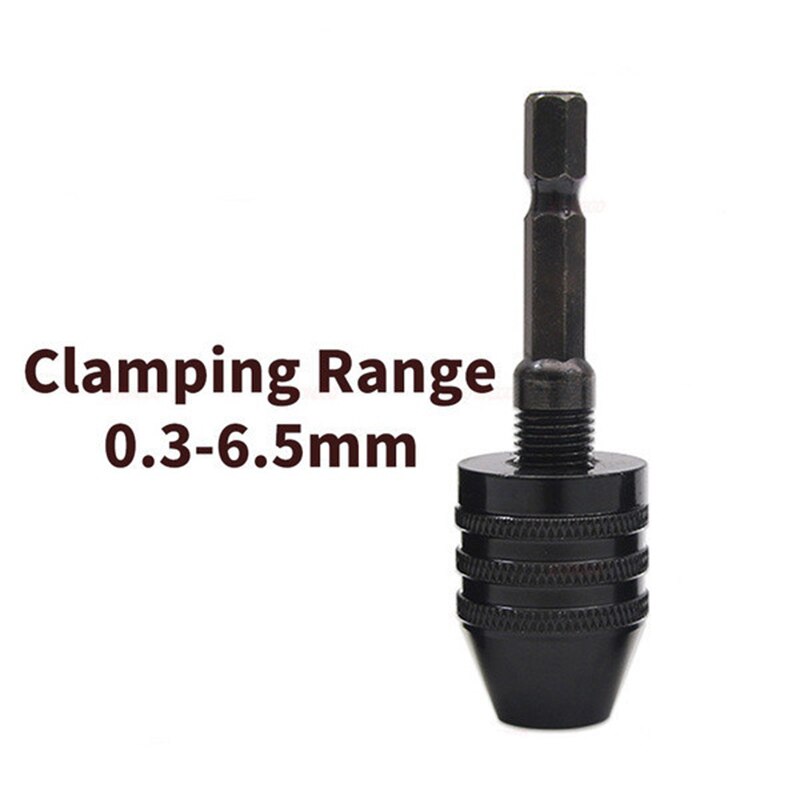 1PC Quick Change Keyless Drill Bit Chuck Hex Shank Adapter Converter Tool Three-Jaw Chuck Electric Grinder Drill Chuck: 0.3-6.5mm