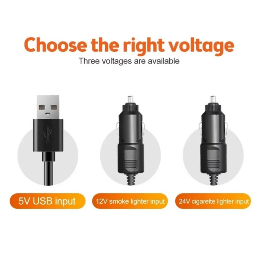 Autoventilator 360° ° Einstellbarer 3-Kopf-Luftventilator, elektrischer Kfz-Ventilator, USB/12 V/24 V, 2 Geschwindigkeiten, leiser Auto-Ventilator für Zuhause, Schreibtisch, Büro und Auto
