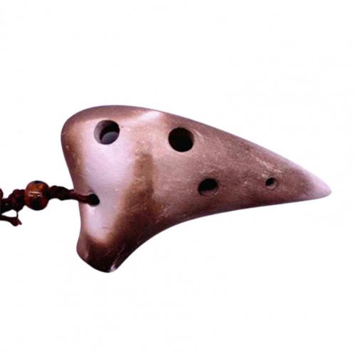 Instrumento Musical de Ocarina de cerámica con 6 agujeros, puntaje de música con cordón para amantes de la música y principiantes: Brown Gray