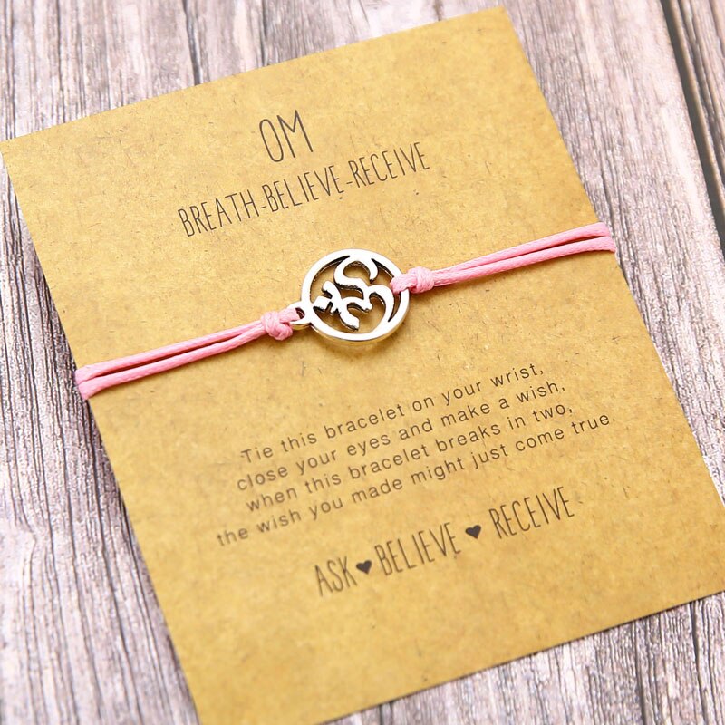 Healing Namaste Yoga Bracelets OM Charm Bracelets Lucky Buddha Yoga Jewellery for Women Men Hindu Symbol Lucky Bracelet