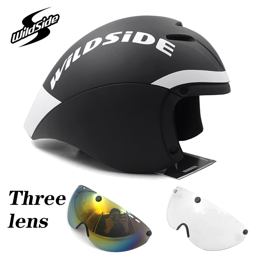 Wildside Tt Fiets Helm Aero Racing Met Bril Fietsen Helm Sport Veiligheid Helm In-Mold Casco Ciclismo Triathlon