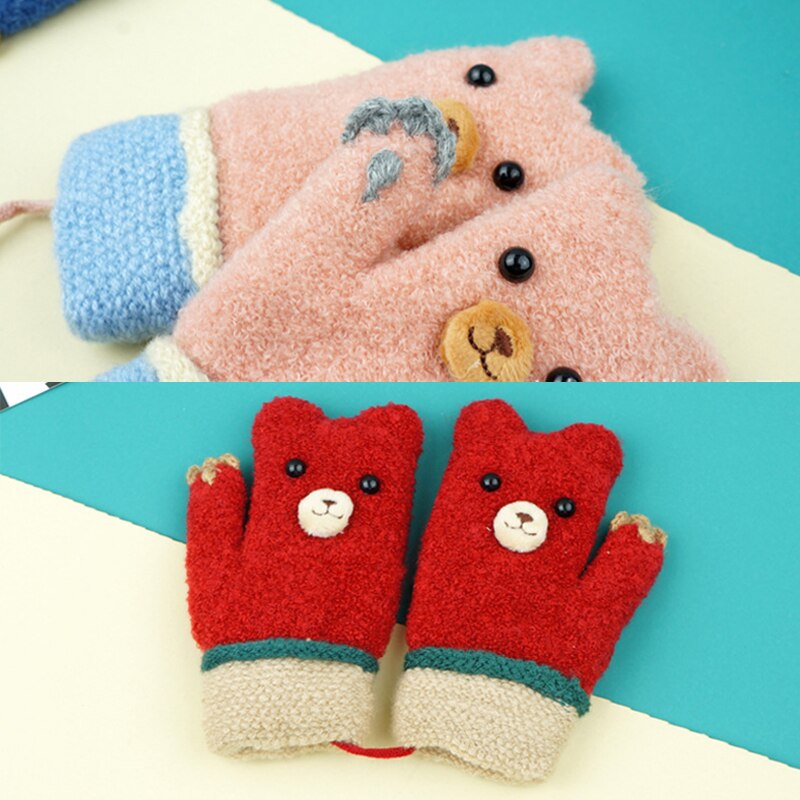 1Pcs Drie-Dimensionale Cartoon Kinderen Glovesknitting Handschoenen Cartoon Kind Warm Houden Winter Mooie Mode Opknoping Nek
