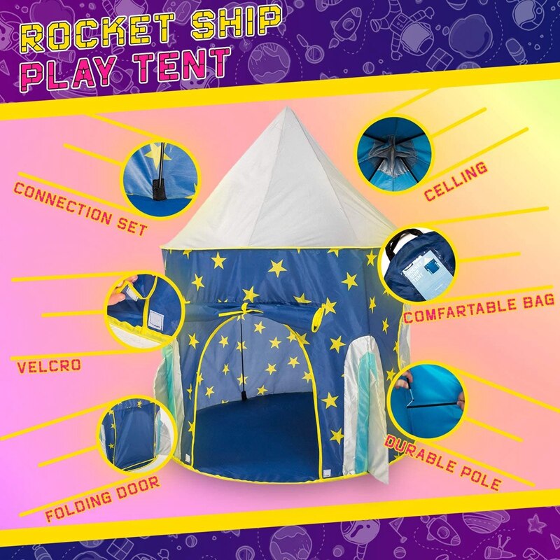 Kinderen Spelen Tent Voor Kinderen Speelgoed Space Rocket Tent Rocket Play Tent Opvouwbare Tent Beste Cadeaus Voor Jongens Meisjes baby