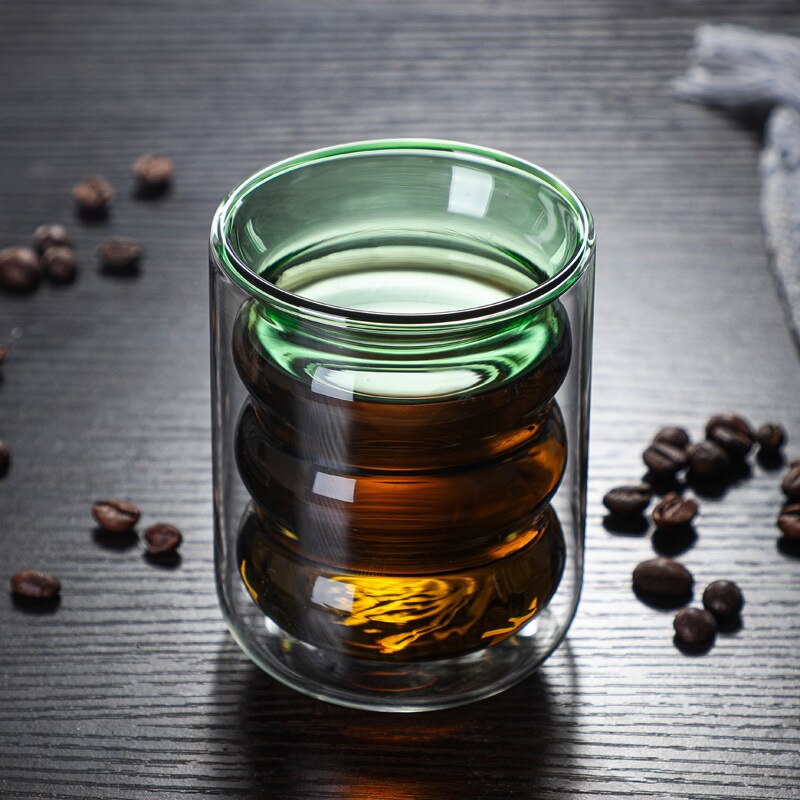 200ml farget glass kaffekopp flerbruks dobbeltlags isolert vinglass whisky vodka bar smakekopp