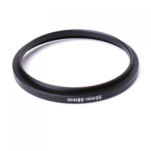 Black Metal 55mm to 58mm Step Up Filter Lens Ring Filter Stepping Adapter