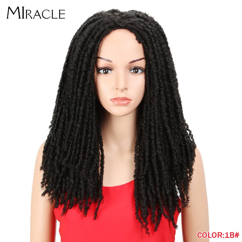 Afro virkade flätor peruk flätor peruk syntetiska peruker för svarta kvinnor virkade flätor twist jumbo dread faux locs frisyr mirakel: #1b