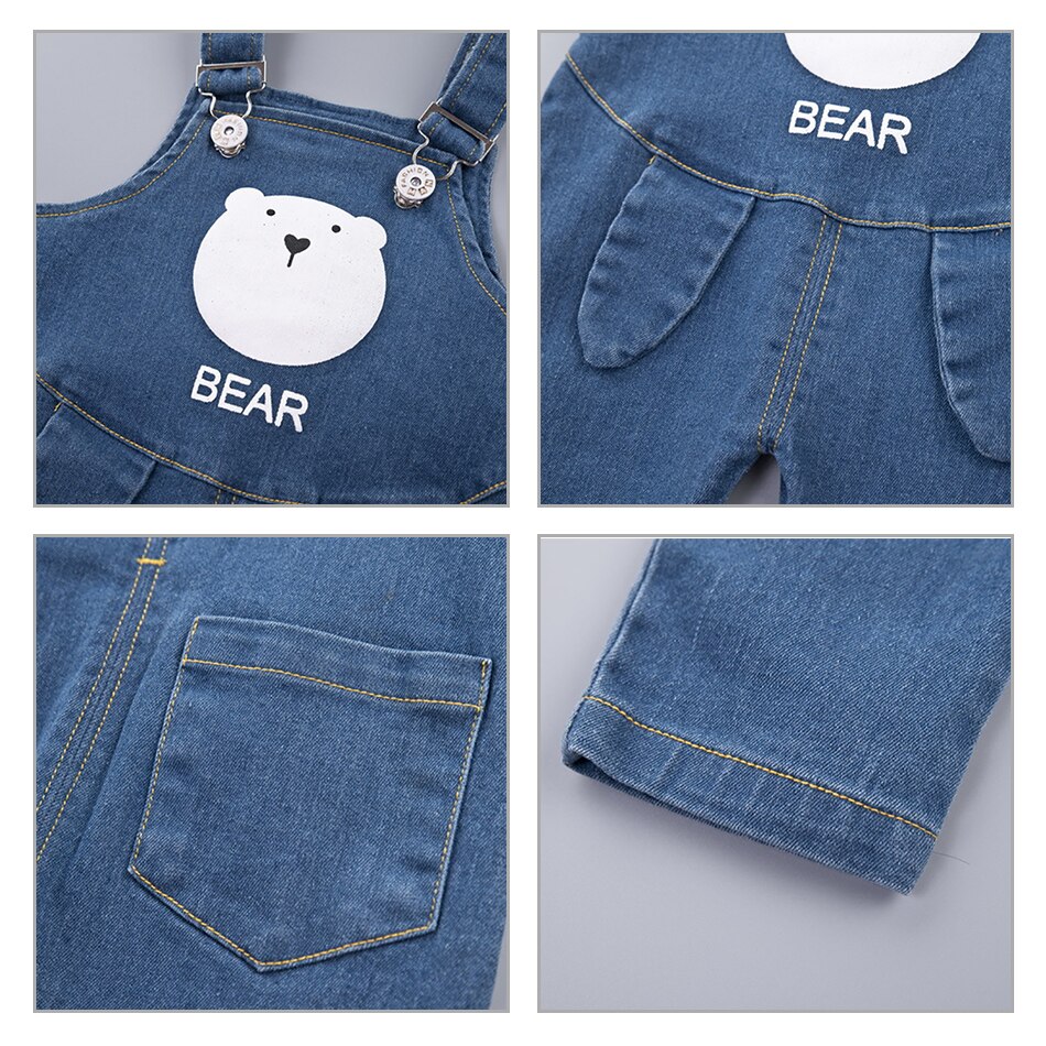 Småbørn baby drenge piger overalls blå denimbukser selebukser børn bomuld elastiske denimbukser overalls bukser