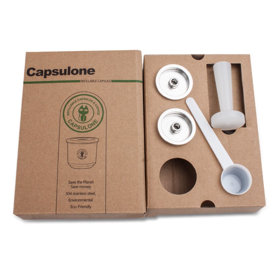 Capsulone para cafetera illy, cápsula reutilizable recargable de Metal de acero inoxidable, apta para máquina de café illy: 2pod  1PP tamper