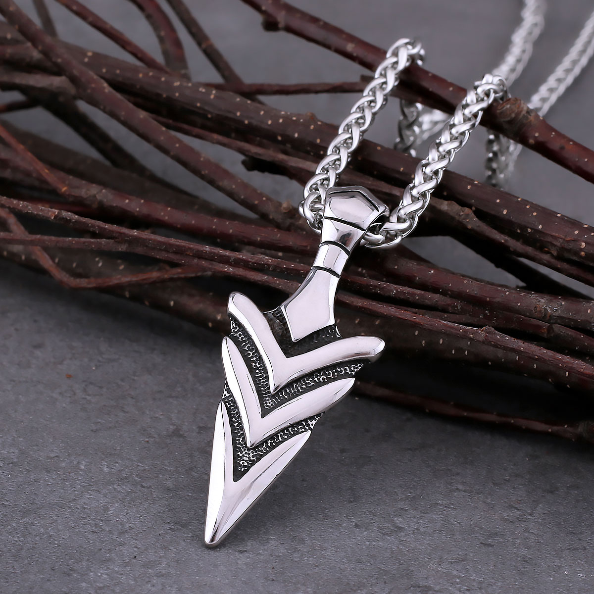 Nordic Spartan Warrior Speer Ketting Rvs Mannen Viking Spear Amulet Hip Hop Biker Hanger Ketting Retro Charm Sieraden: Plating Pistool