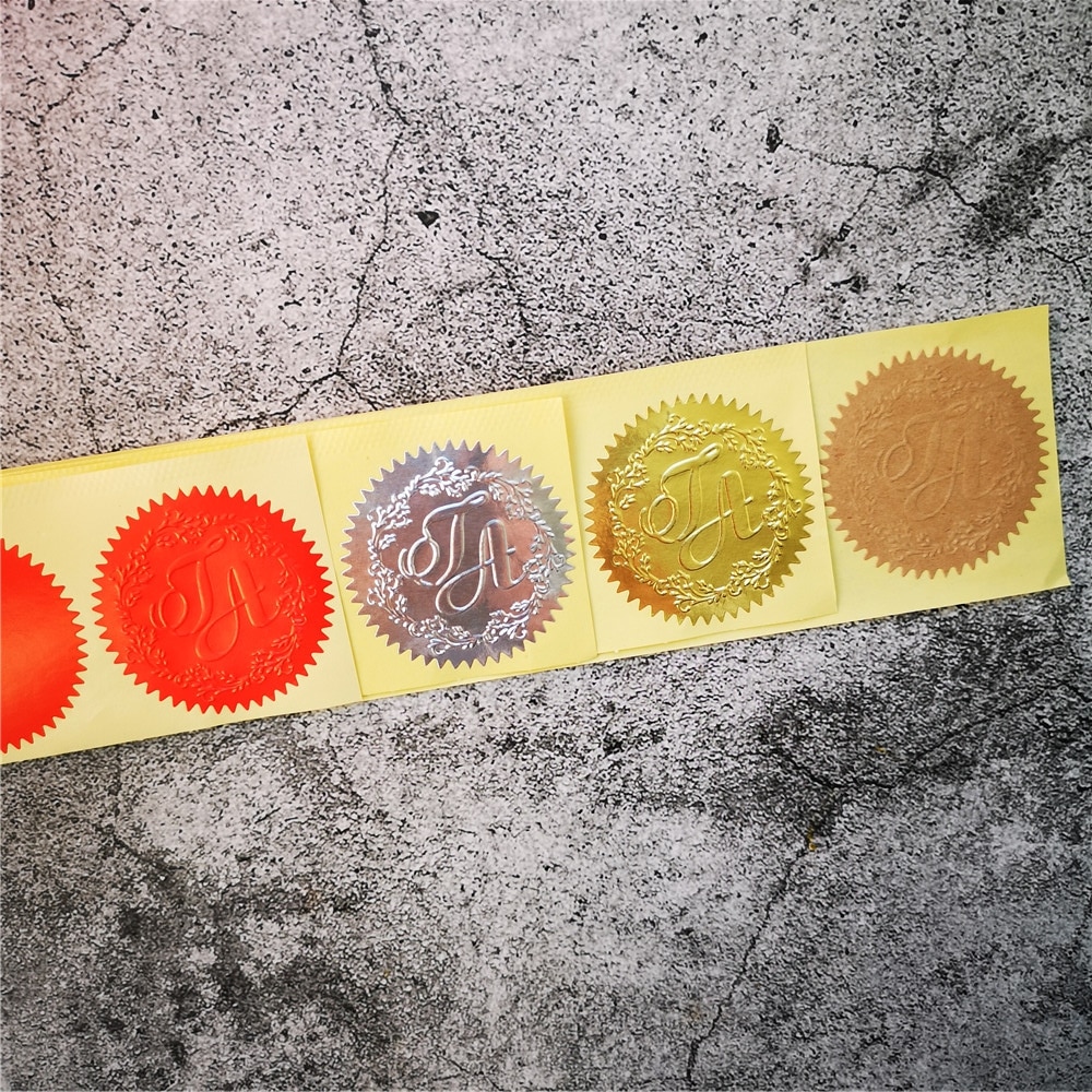 100pcs 5cm Silver or Gold Stickers Sticky Notes Scrapbooking Package Sealing Stickers for Cookie/Candy pack embosser seal