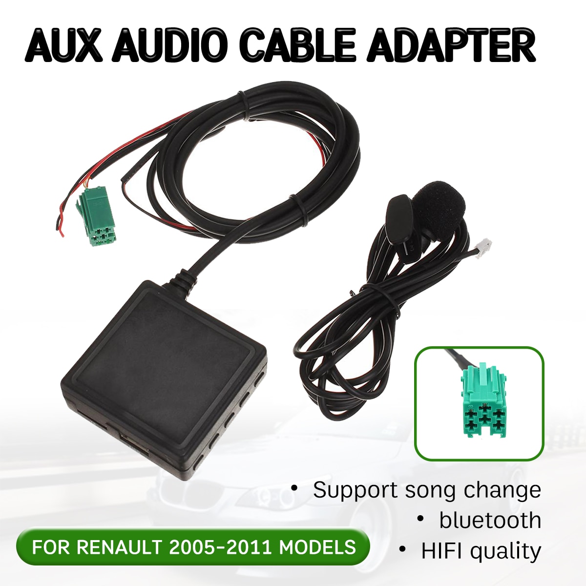 Bluetooth Aux Ontvanger Kabel Met Usb, Microfoon Handsfree Aux Adapter Voor Renault Clio,Kangoo, megane 2005