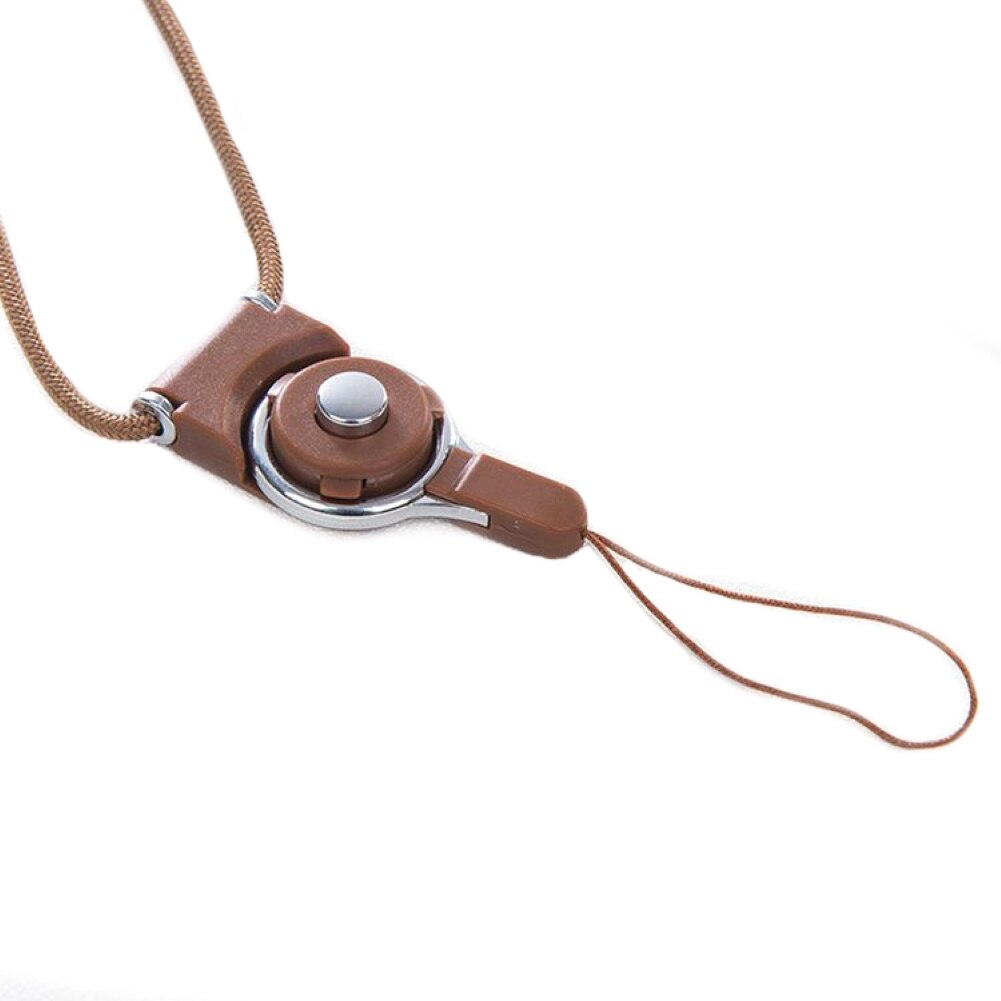 Universal Detachable Mobile Phone Case Lanyard Strap Finger Neck Hanging Rope: Coffee