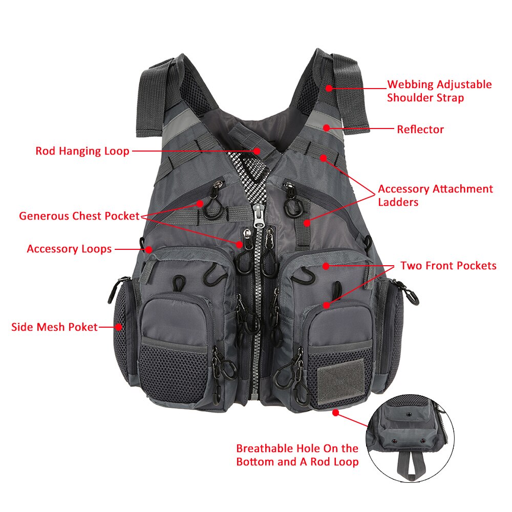Lixada udendørs fluefiskervest liv superior 209lb leje redningsvest vest fleecet vest flydende til pesca
