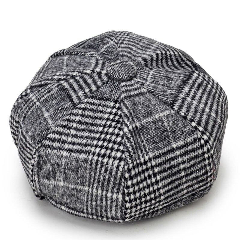 Gorro octogonal de fieltro para mujer, gorra de vendedor de periódicos, Color negro, literario, Snapback, ocio, Invierno