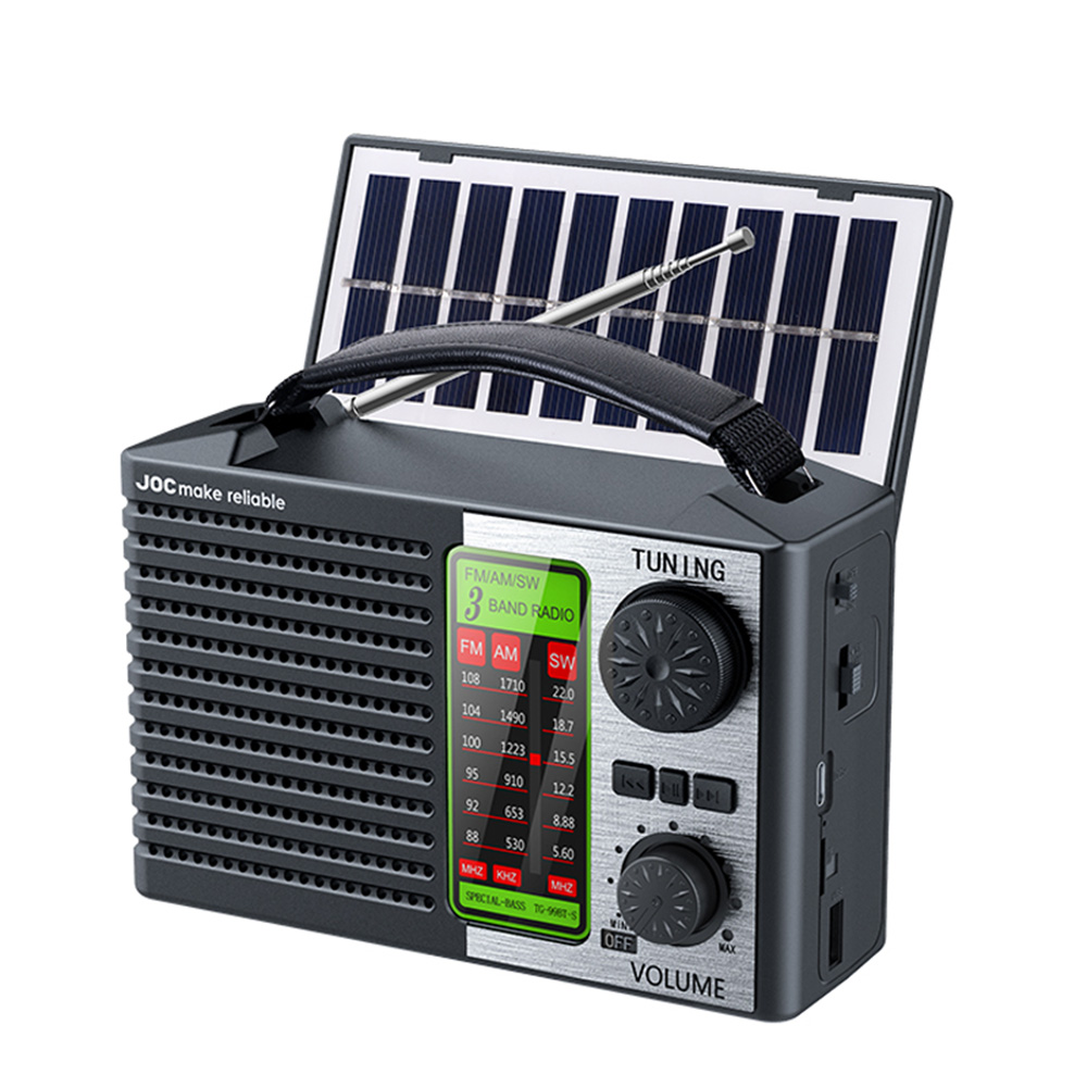 Portable FM AM SW Radio Rechargeable Outdoor Solar Full Band High Sensitivity Radio Receiver with LED Lighting Bluetooth Speaker: Blue