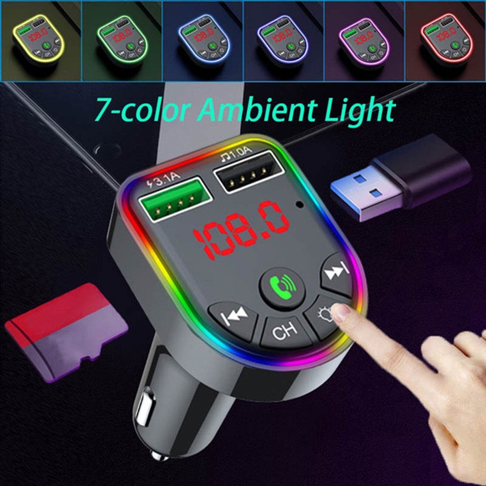 Autolader Draadloze Bluetooth Fmzender Snelle Lading Radio Adapter