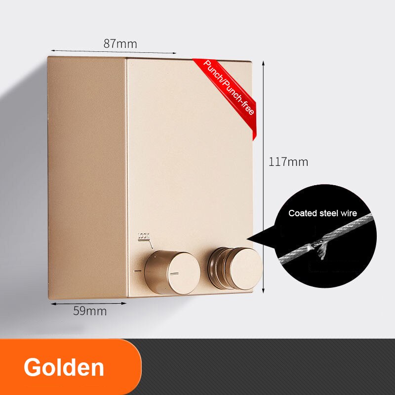 Retractable Clothesline Wall-mounted Indoor Outdoor Clothes Hanger Laundry Drying Line Balcony Invisible Telescopic Drying Lines: Golden