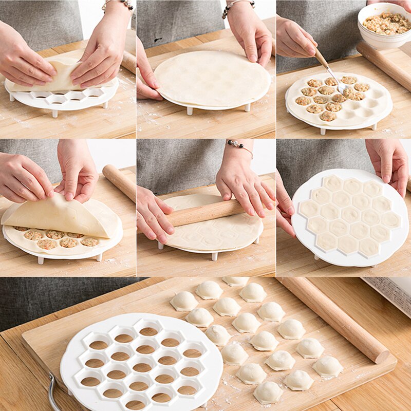 Presse à pâte à 19 trous, outils pour boulettes, 21x 2cm moules à boulettes blanches, fabricant de boulettes en plastique, outils de pâtisserie de cuisine pratiques