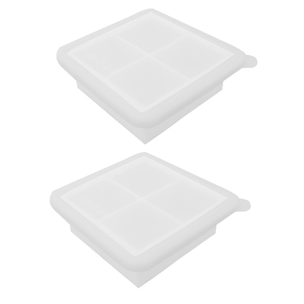 Bandeja con moldes para cubitos de hielo, utensilios reutilizables DIY para barra de cocina con tapa, gelatina, molde para congelador, 2 uds.: Transparent