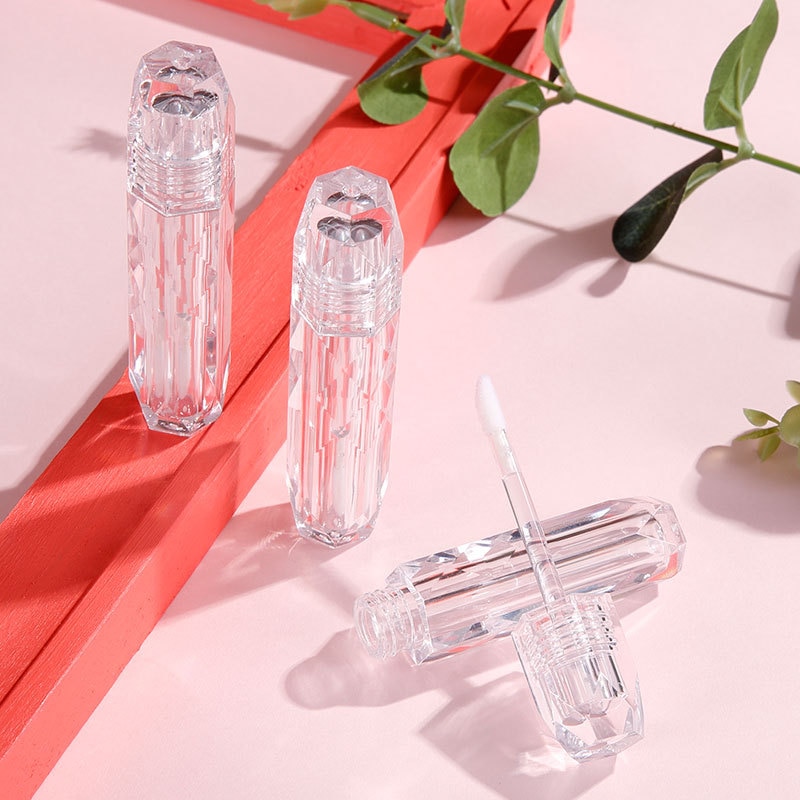 2ml diamant klar plast läppglans tom tub kosmetisk läppglans behållare förpackning