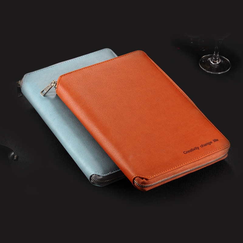 Cahier à spirale en cuir A5, organisateur de planificateur d'agenda de reliure à glissière, organisateur de document de padfolio de bureau de grande capacité de Macaron