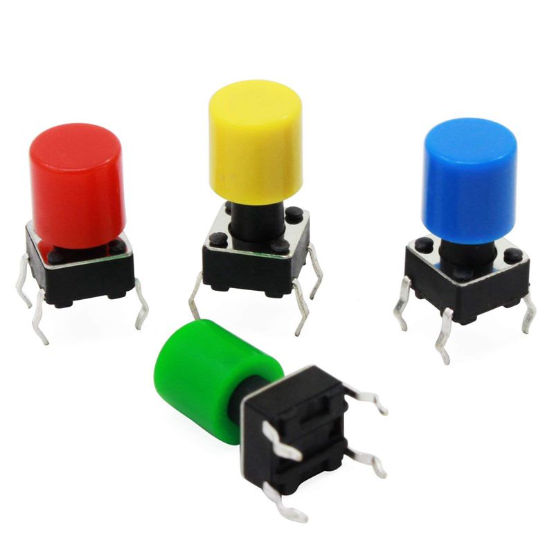 Tactile Push Button Switch Mini Momentary Tact Assortment Kit with Colorful Button Caps 420 PCS(Switch Button Caps 420 PCS)