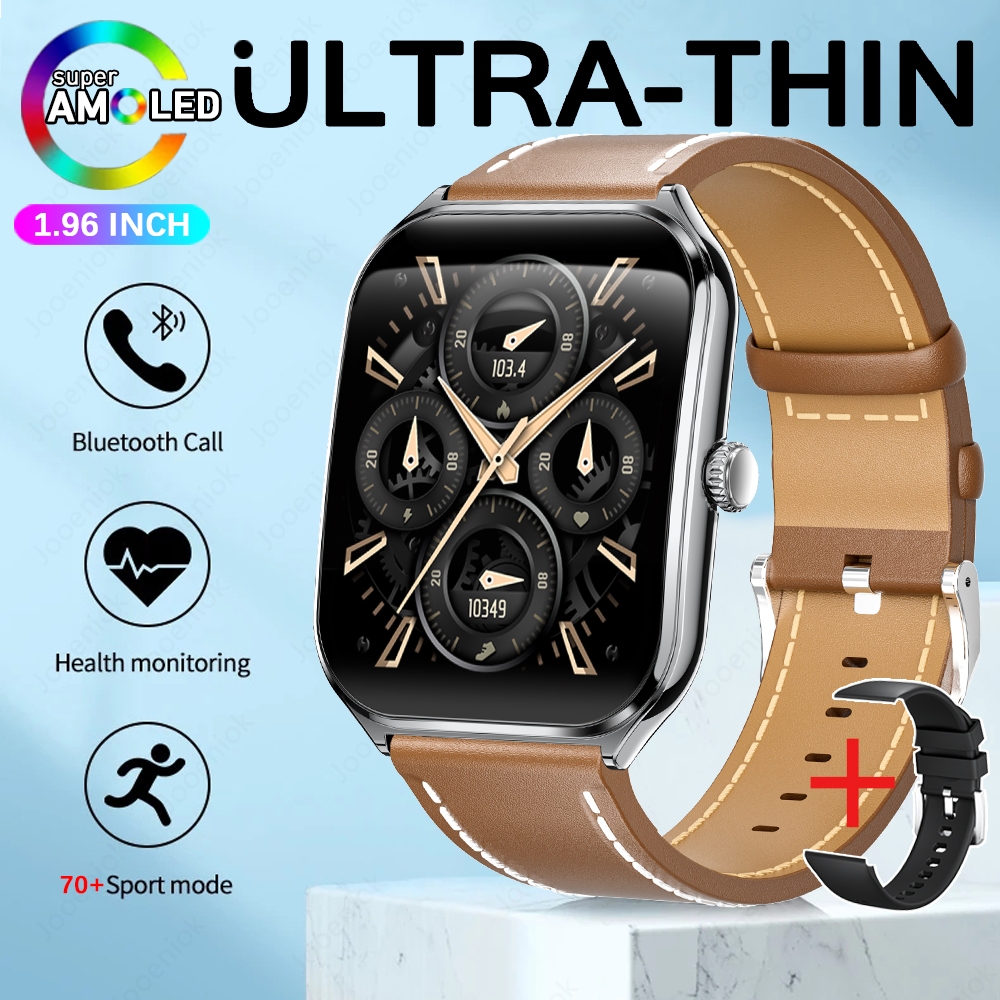 Novo esporte ao ar livre smartwatch masculino 1.96 "tela amoled sempre mostrar tempo ai voz monitor de saúde à prova dwaterproof água bt chamada smartwatch: Rosa