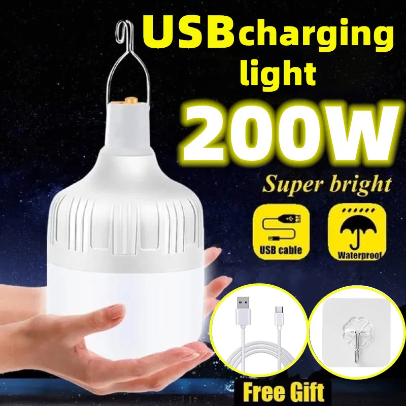 USB wiederaufladbare LED Notbeleuchtung Haus draussen tragbare Laternen Notfalllampe Glühbirne Batterie Laterne BBQ Camping Licht