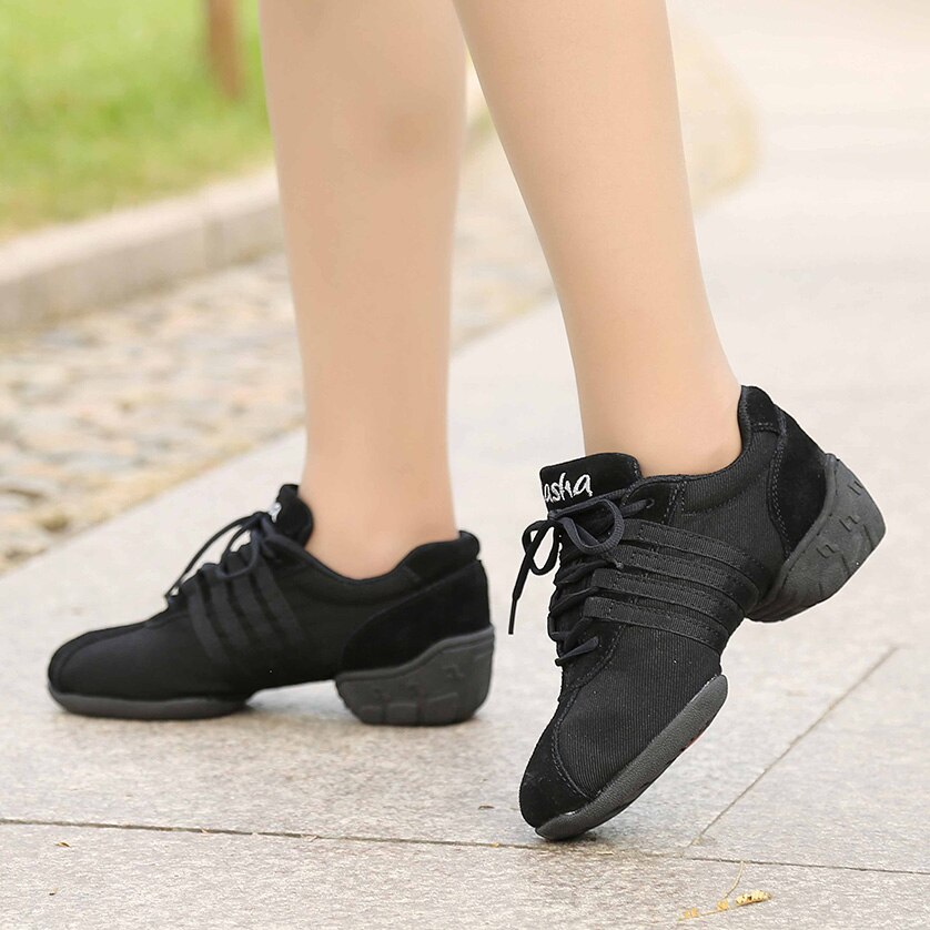USHINE T01 Black Mesh Modern Jazz Shoes Zapatos De Dance Sneakers Jazz Ballet Dance Shoes Woman