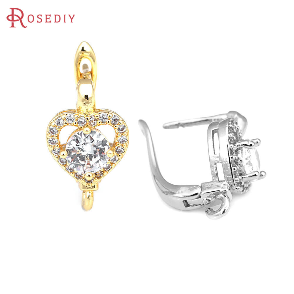 Pasador de latón y circón de Color dorado de 18K para mujer, suministros de fabricación de joyas Diy, accesorios para pendientes