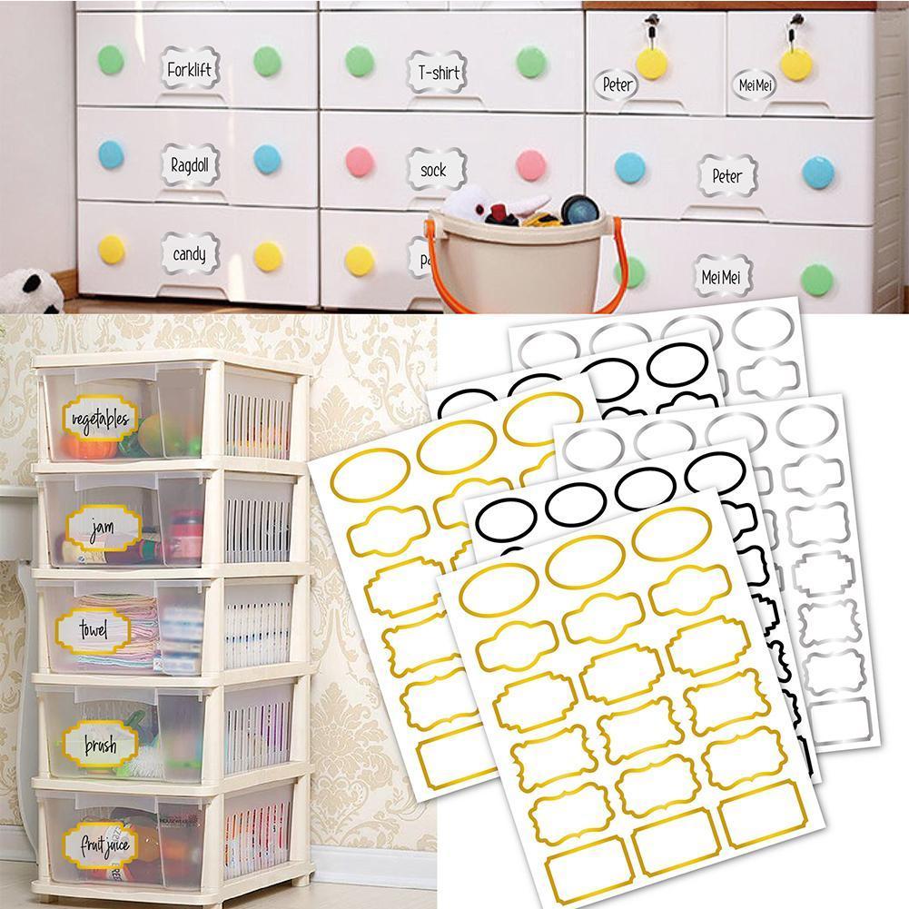 Transparent Food Spice Bottle Label Sticker Tri-color Rectangle Oval Lace Water Oil Proof Home Kitchen Bottle Can Fridge Magnet