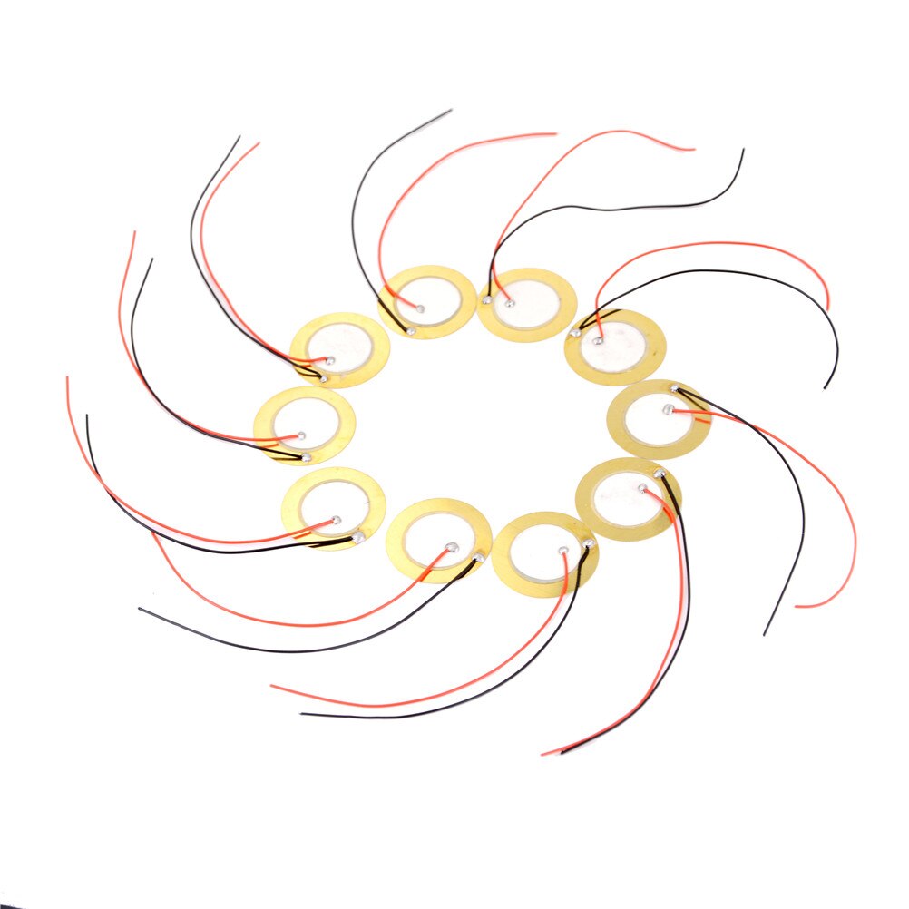 10PCS 27mm Piezo Ceramic Elements Sounder Sensor Trigger Drum Disc + Wire Copper Piezoelectric Buzzer Copper