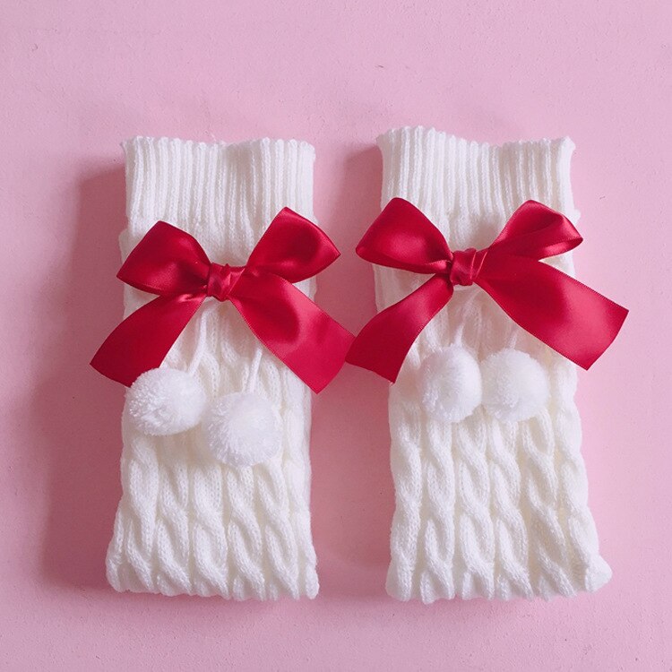 Lolita japonaise douce fille jambière boule tricoté couvre-pied femmes jambières chaussettes tas chaussettes filles couverture de réchauffement des pieds: red