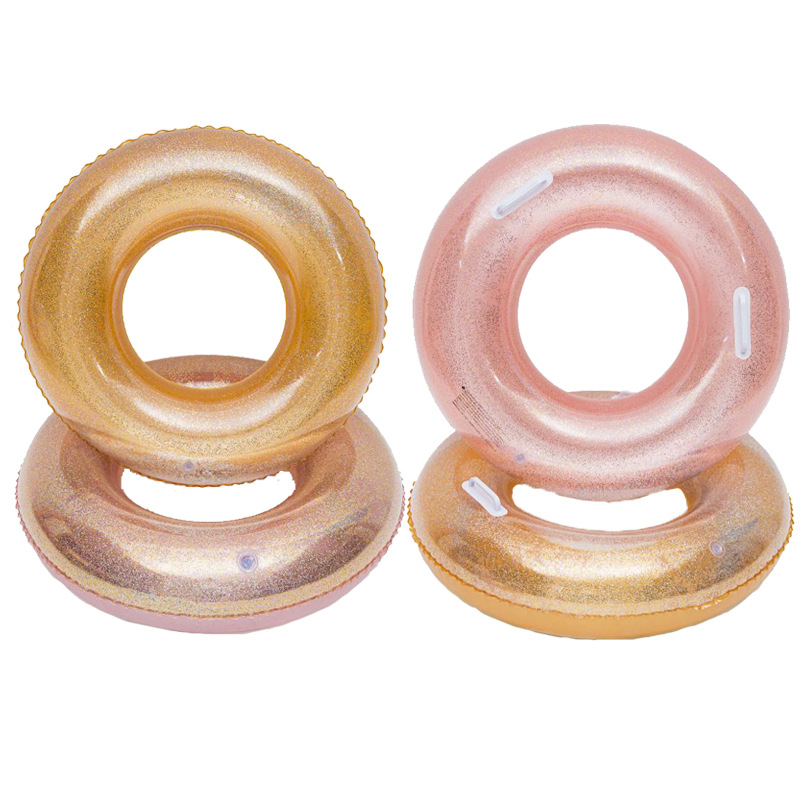 zomer 90/120cm golden/roze sequin inflatabel zwemmen ring, opblaasbare water drijvende rij eiland voor kinderen volwassen