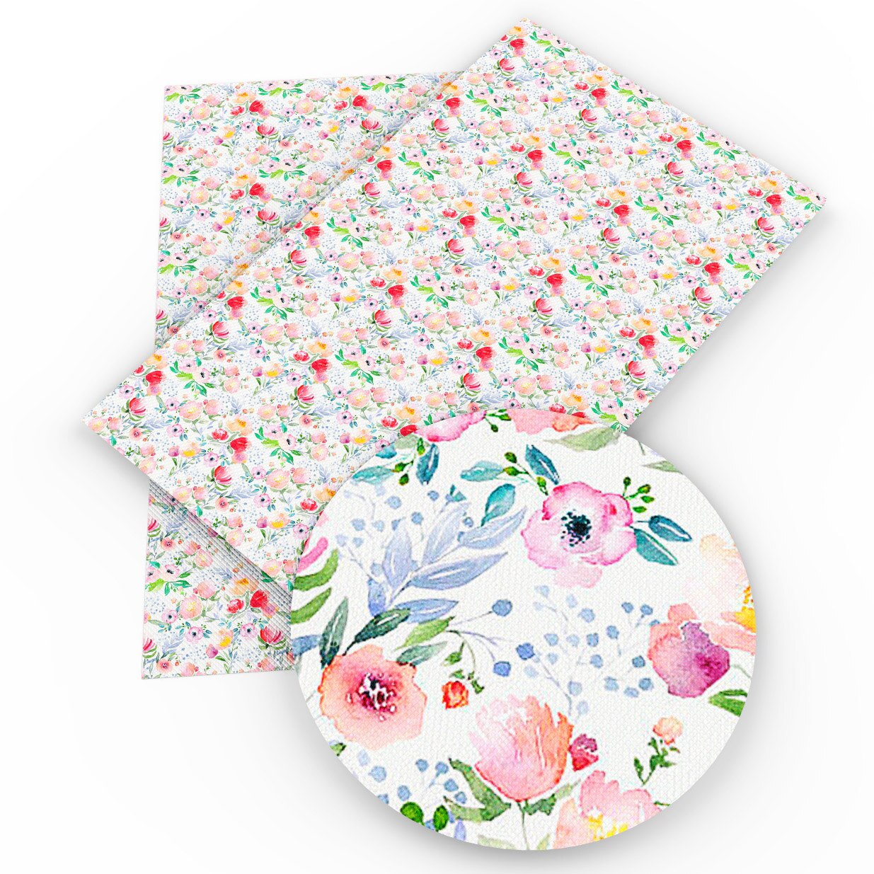 Gladde Textuur Faux Kunstleer Vel Bloemenprint Synthetisch Leer Stof Voor Bow Ambachten Diy Handgemaakte Materiaal, 1Yc20883: 1064049046 / Half Yard 50 X120cm