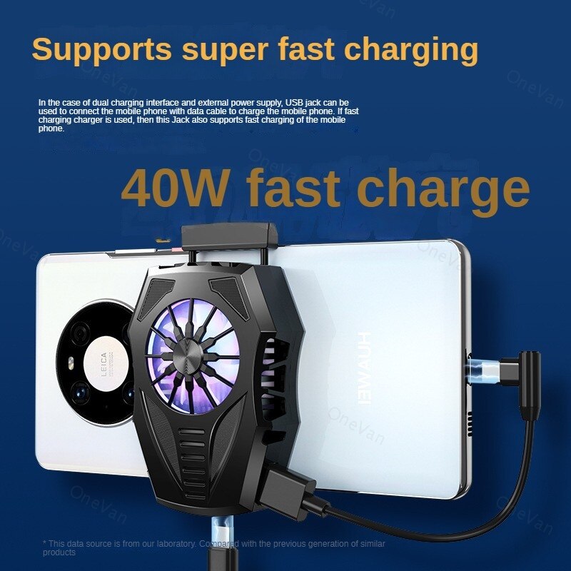 High Power Semiconductor Mobile Phone Cooler Support 40W Fast Charge Cooling Clip Game Air-cooled Cooler for Cell Phone