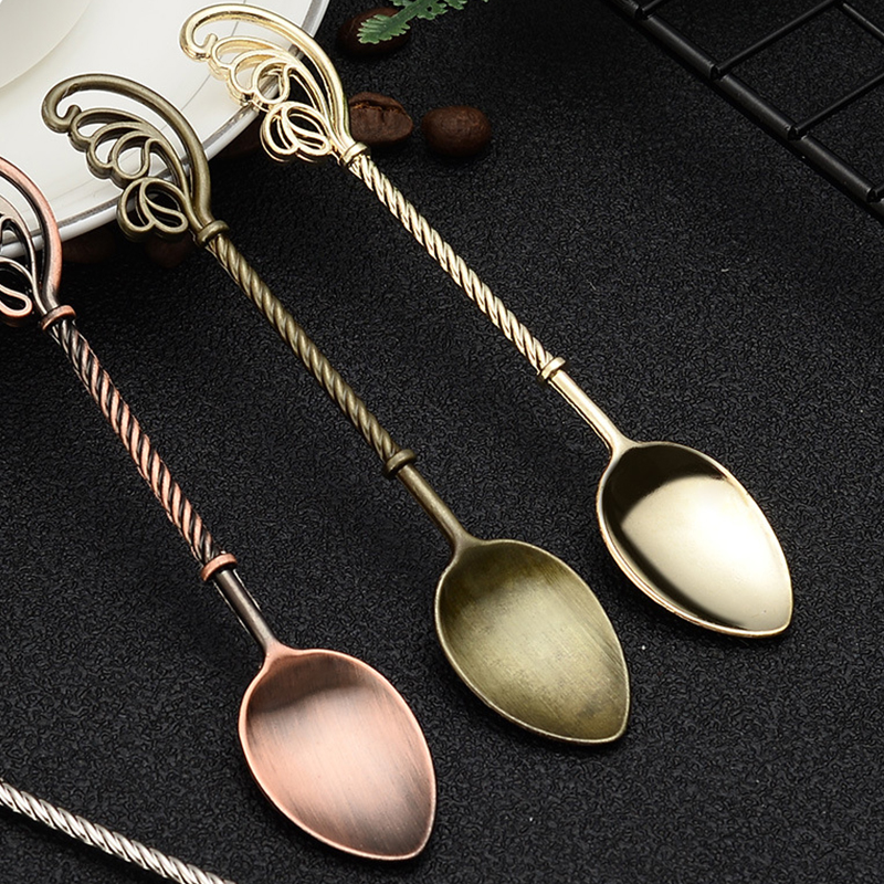 Cuillère en laiton Imitation classique, réplique Antique, petite cuillère, thé de l&#39;après-midi, fourchette à Dessert rétro cuillère à café, ustensiles de table, outils de cuisine