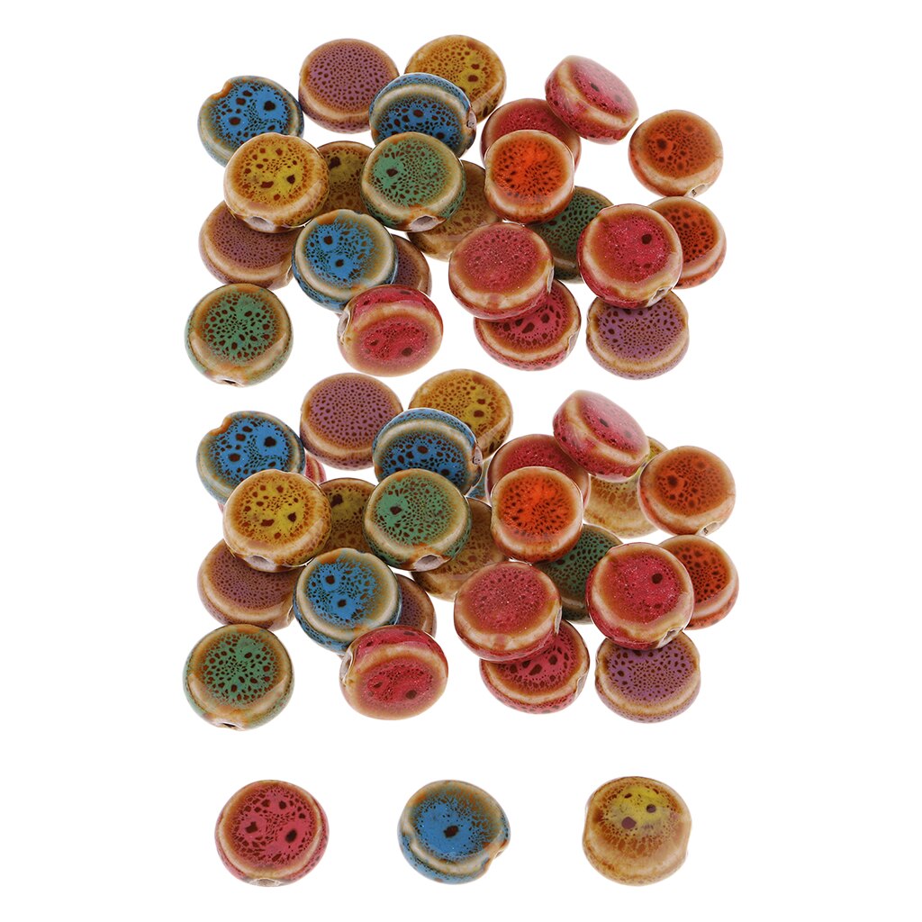 60pcs Handmade Round Porcelain Ceramic Beads 14mm For Jewelry Bracelet DIY