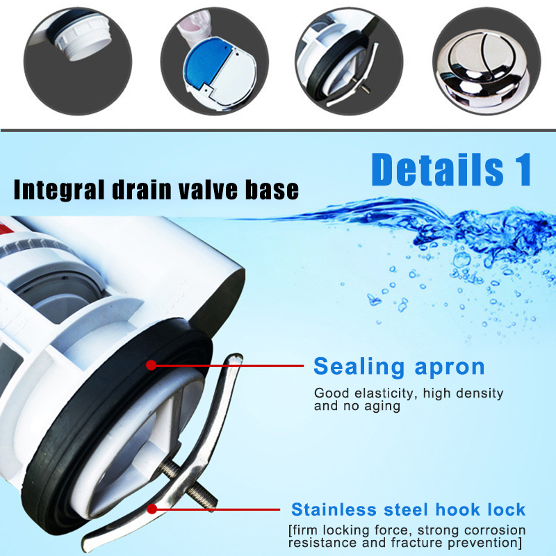 Water Tank Connected 2 Flush Fill Toilet Cistern Inlet Drain Button Repair Parts Water Outlet D6