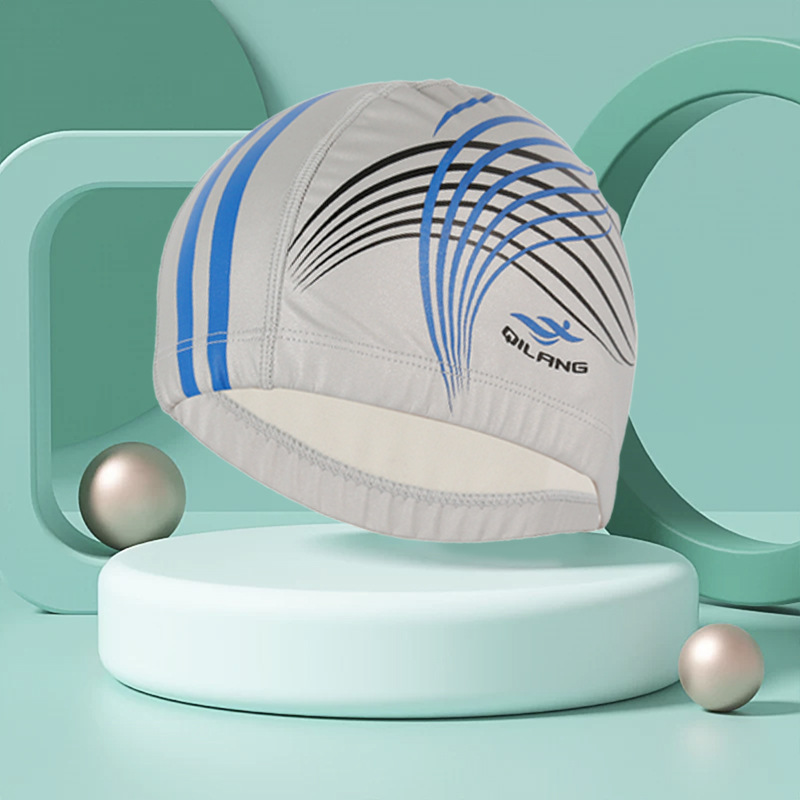 Touca de natação adulta moda impressa proteção de ouvido sem cabeça de corte cabelo longo boné de plutônio para homens e mulheres treinamento touca de natação: Preto