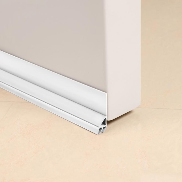 93Cm Pcv Zelfklevende Tochtstrips Onder Deur Raam Afdichting Strip Noise Tochtstrip Draft Stopper Sweep Strip Deur seal: White
