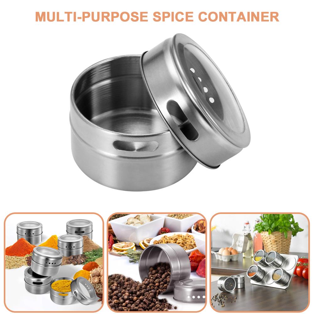Magnetic Spice Jar Set Stainless Steel Spice Tins Spice Storage Container Pepper Seasoning Sprays Tools Spice Jar