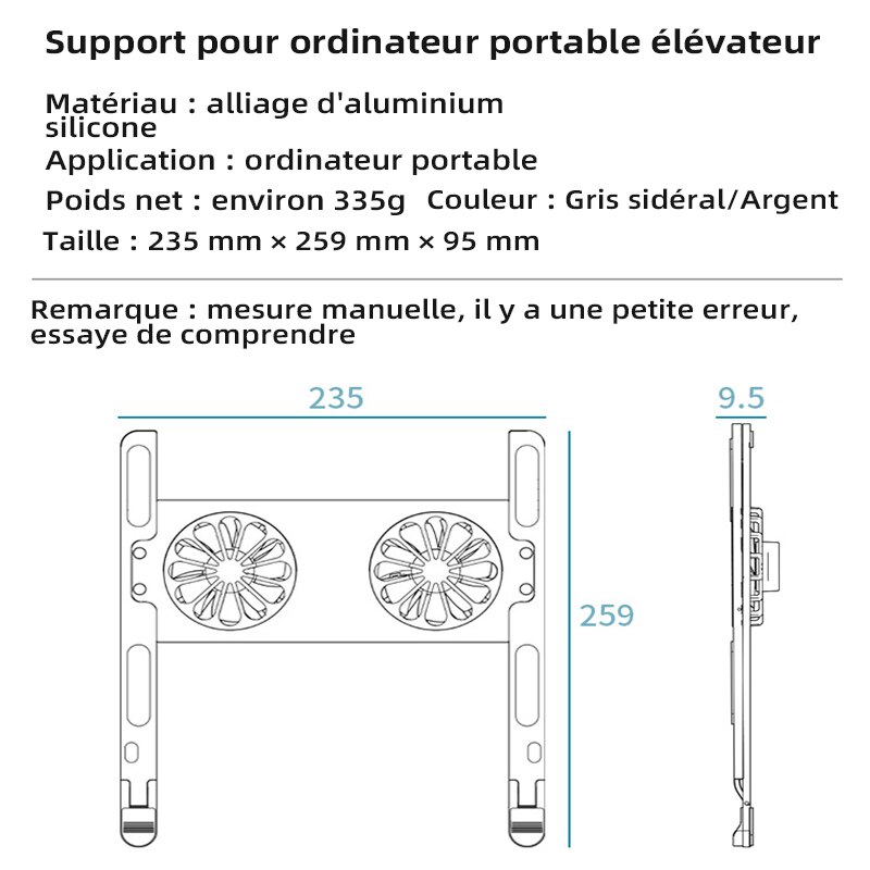 Laptop Stand Radiator Twin-Turbo 8 Levels Adjustable Static Gale Laptop Cooling Aluminum Alloy For Macbook Gaming Laptop Cooler