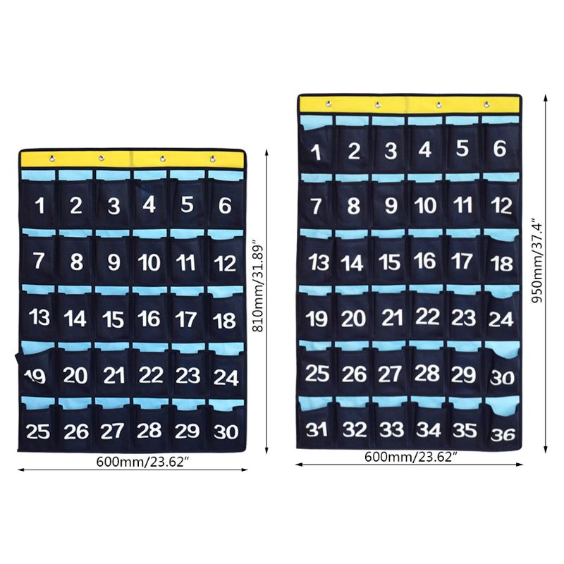 Organizador numerado de 30 bolsillos, tabla de bolsillo para aula, soportes para Calculadora de teléfonos móviles, M5TB